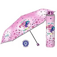 PERLETTI Cool Kids Folding Umbrella 50/8 Manual 3 Sections Unicorn Polyester Fabric Fiberglass Structure and Rods, Colour, único, Casual