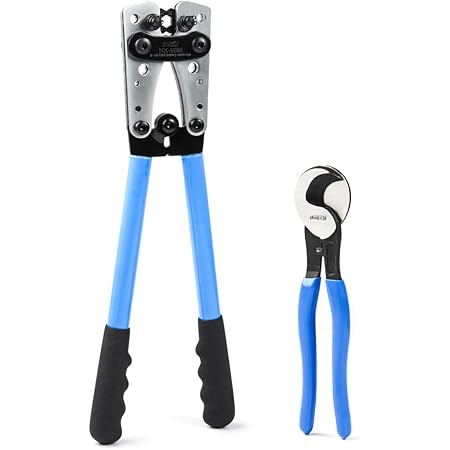 IWISS Battery Cable Lug Crimping Tool from AWG 8-1/0 with Cable Cutter