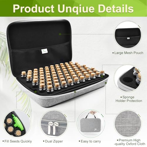 Image of 80 Slots Seed Storage Organizer with 40 Seed Envelopes, Sturdy Organizer Storage Box with Label Stickers, Glass Container for Flower Vegetable Garden Seed Saving (Seeds not Included)