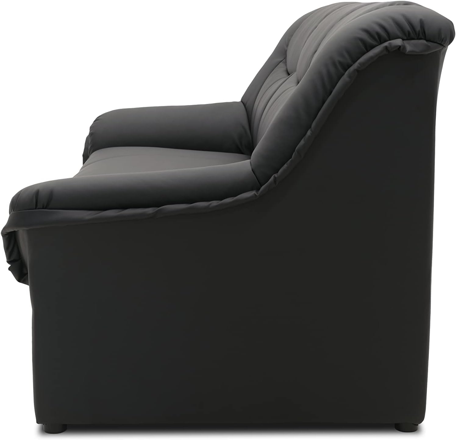 DOMO. collection Sofa Berlin, Leder, klassisches 3er Sofa, Polstergarnitur mit weichem Kunstleder und hochwertigem Federkern, 3 Sitzer 178 x 90 x 89 cm (BxTxH), schwarz