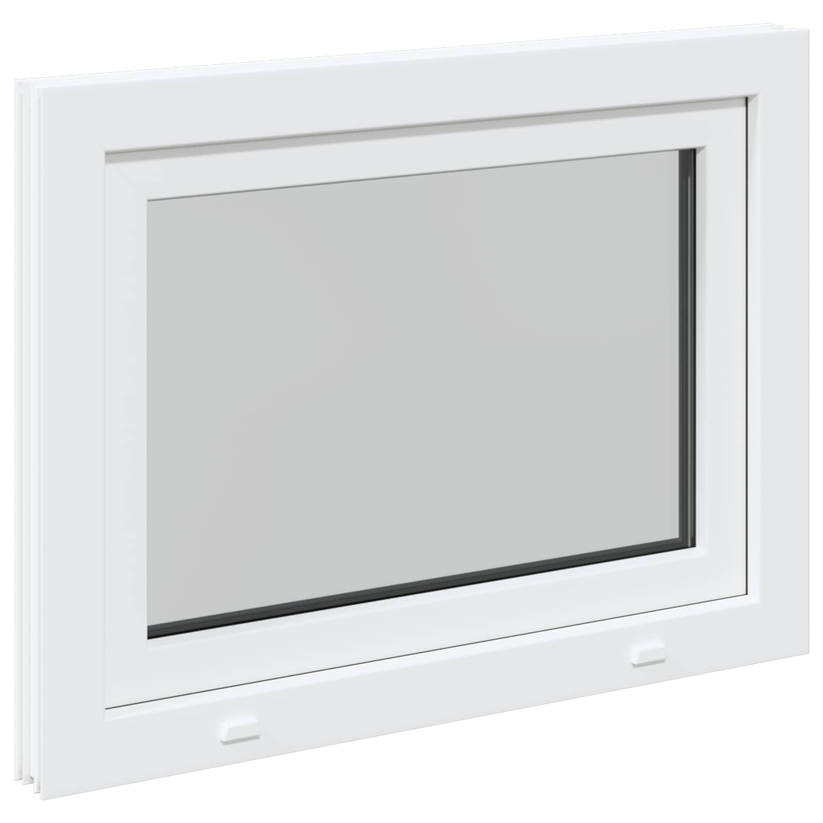 Risor - Finestra per cantina, 80 x 70 cm, in PVC bianco con vetro, inclinabile e girevole, protezione termica e insonorizzazione, telaio in plastica resistente, ideale per ventilazione della
