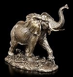 Unbekannt Elefantes Figura - Caminando en Estepa Figura de Animal, Bronceada
