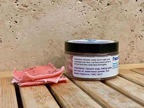 Diva Stuff Face Scrubbie - Exfoliating Face Scrub Pads - Blackhead/Whitehead Acne Reducing Skincare Tool - Promotes New Skin Cell Turn Over - 12 Pads (Watermelon & Tea Tree)
