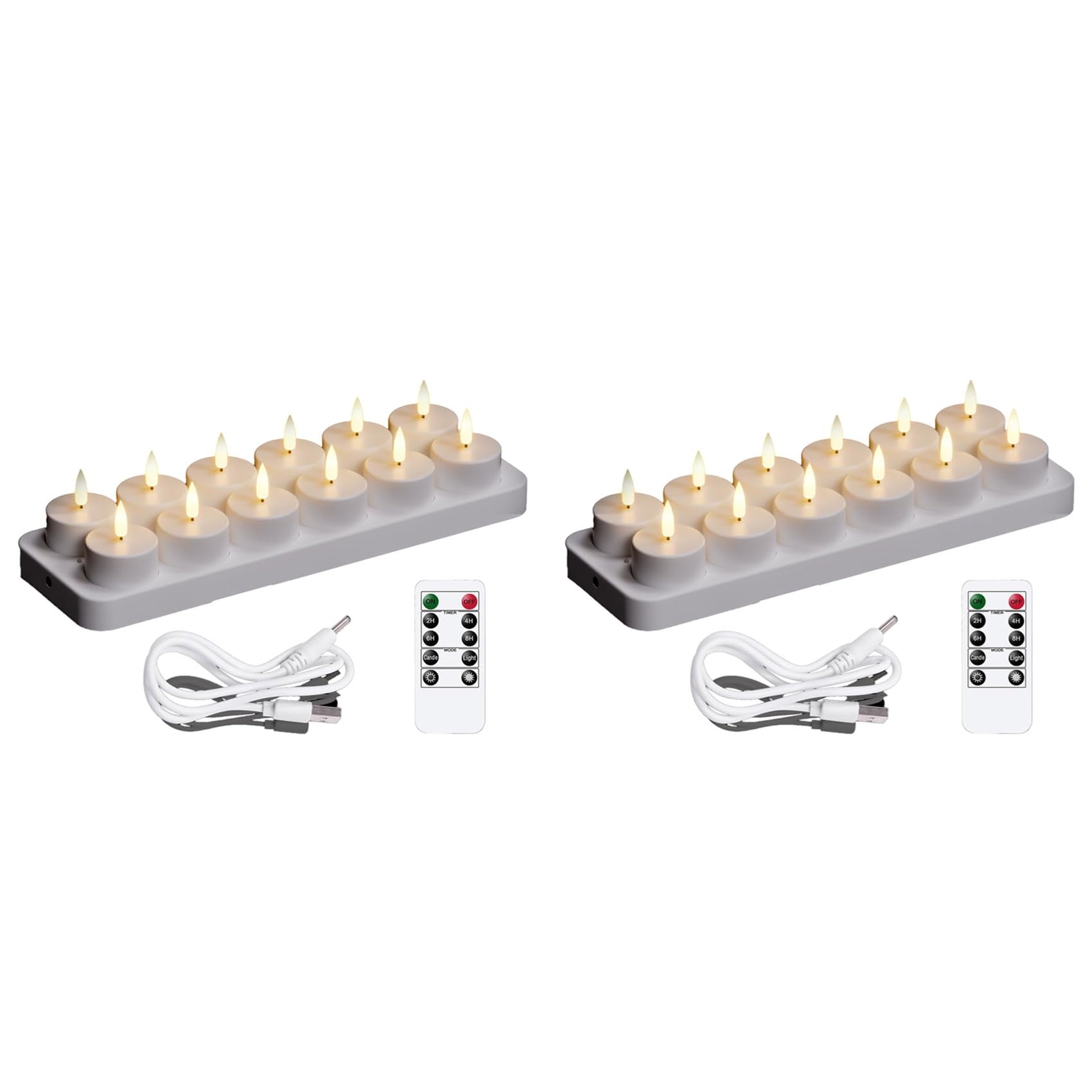 Vjsujehgy Rechargeable Tea Lights Candles, 24 Pcs Rechargeable Candles with Remote Charging Base, LED Flameless Candles