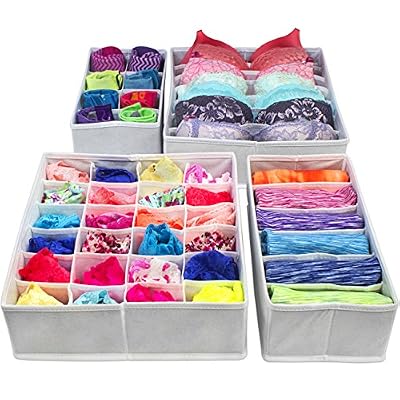 Sorbus Set of 4 Foldable Drawer Dividers, Storage Boxes, Closet Organizers, Under Bed Organizer (White)