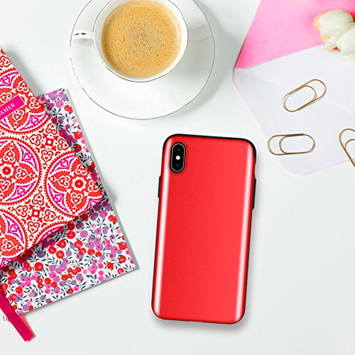 Iphone Xs Case, Iphone X Case [Sliding Card Holder] Goospery Protective Dual Layer Bumper [Tpu+Pc] Cover With Card Slot Wallet For Apple Iphone Xs/X - Red #TOP6