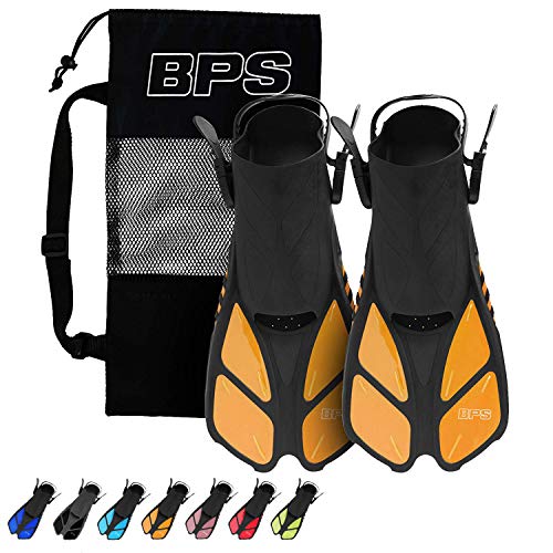Buy BPS Snorkel Fins, Travel Size Swim Fins Open Heel Adjustable