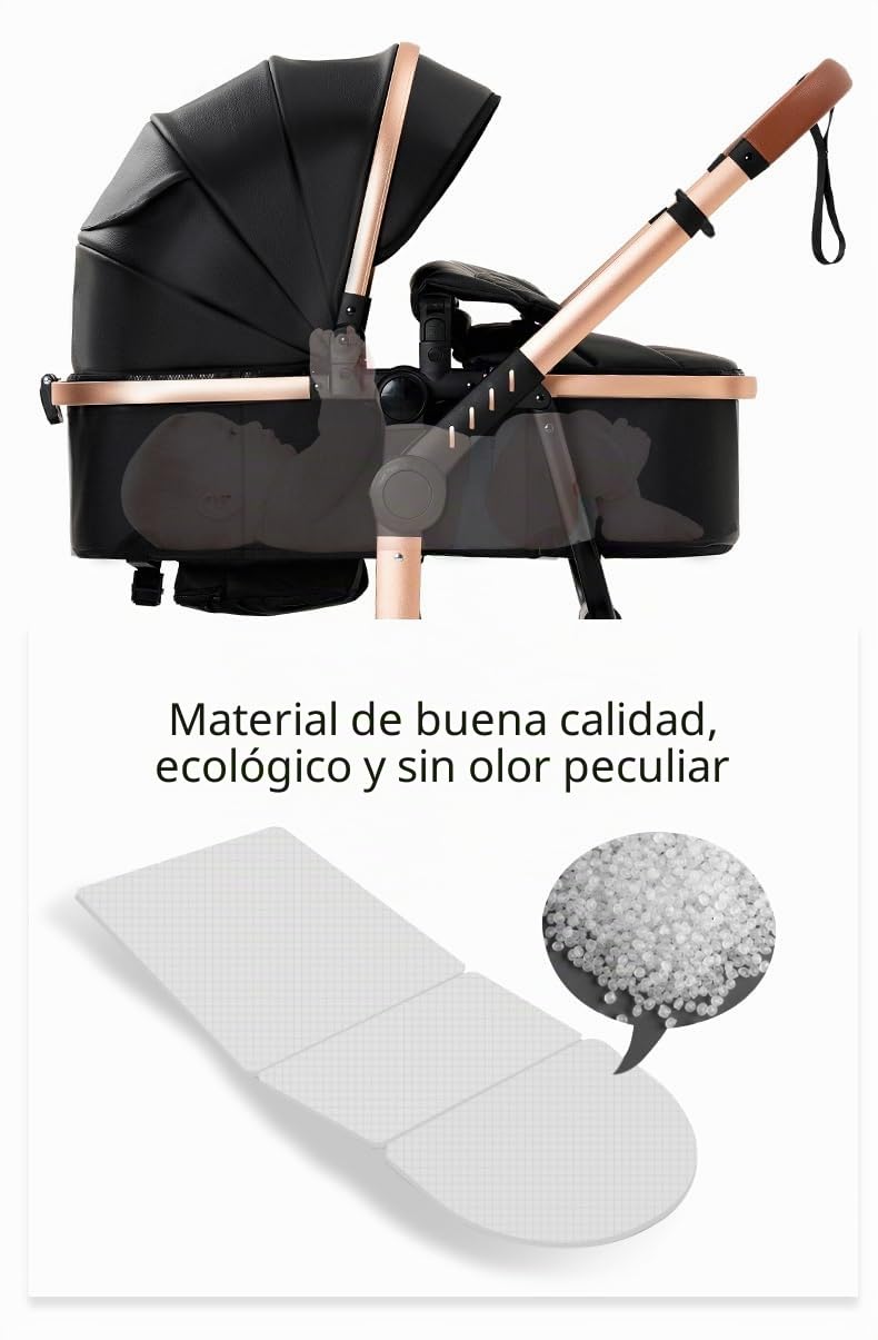 Cochecito combinado 3 en 1, bidireccional con capazo, ajustable 105-180°, plegable fácil, 4 ruedas (X518-WHITE)