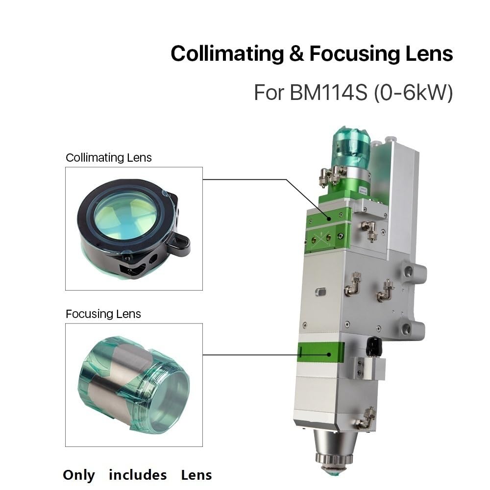 Lente di collimazione da 6 kW D37 F100 for testa di taglio laser, lente di messa a fuoco D38,1 F200 mm con supporto 1 pz.(150mm)