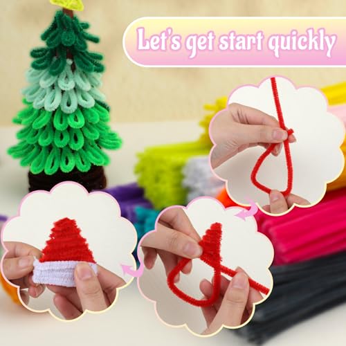 Image of Mnuizu 200Pcs Pipe Cleaners, Chenille Stems Pipe Cleaners Bulk DIY Craft | Fuzzy Sticks Pipe Cleaners Craft Supplies for Adults, Making Flowers, Art Project, Party Decors, Light Pink