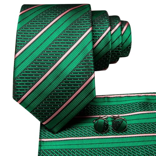 Image of Dubulle Mens Tie Set Solid Paisley Silk Striped Necktie for Men with Cufflinks Tie and Pocket Square
