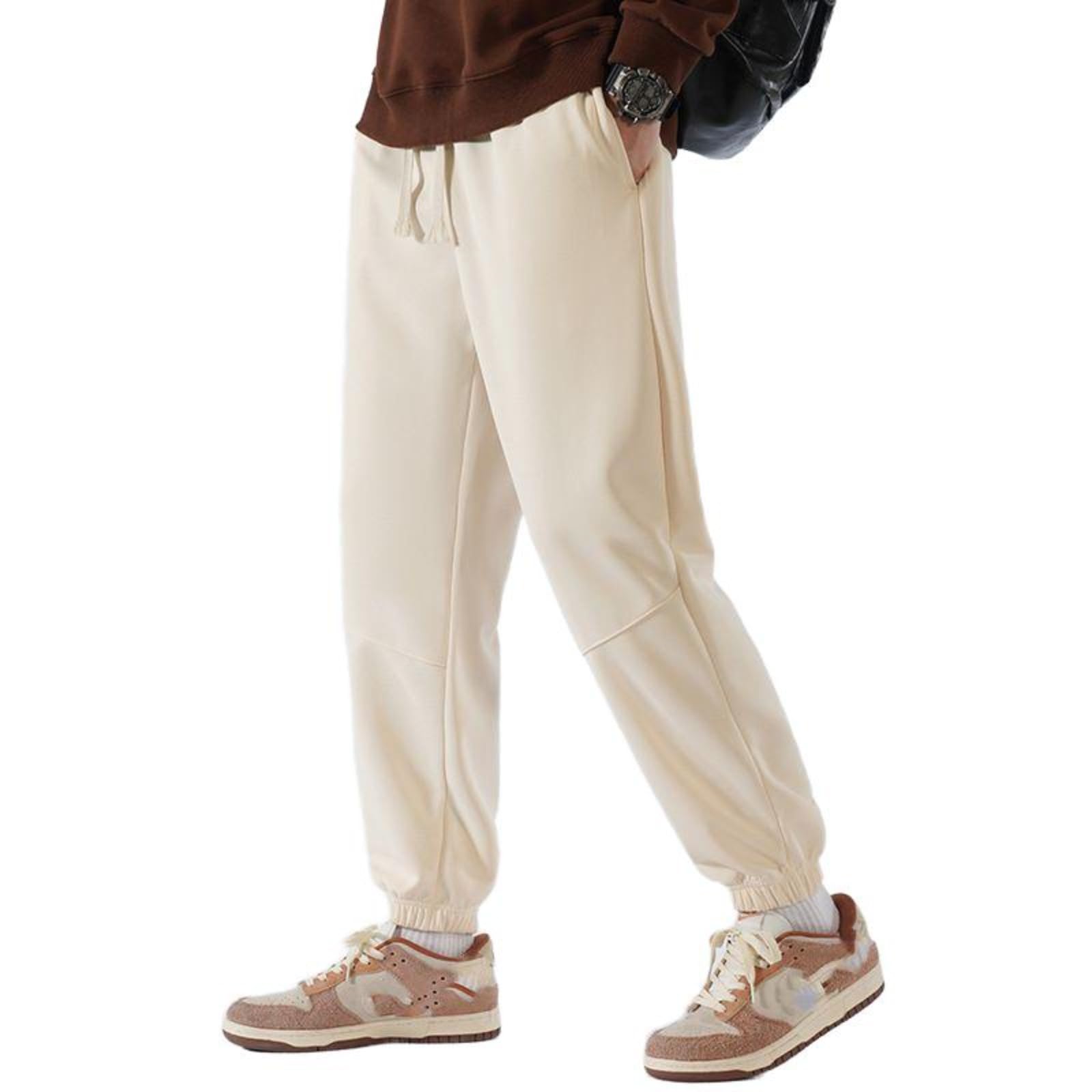 Pantalon de jogging décontracté pour hommes coupe ample coton gris - 8