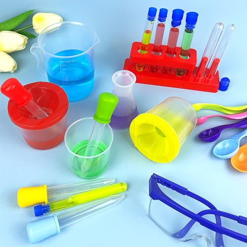 24PCS Educational Lab Science Experiments Early Learning Kit for Boys and Girls with Many Tools Droppers Plastic Test Tubes with Caps Lab Science Supplies Test - Thumbnail 5