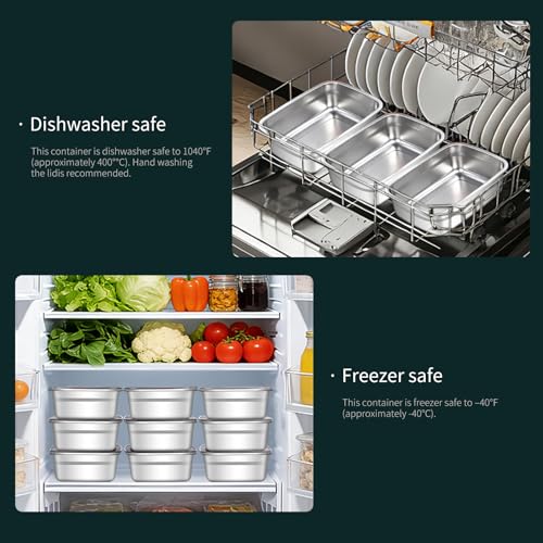Image of GIUOIDUO 10 Pack Stainless Steel Food Storage Containers with Leak-Proof Lids, 37oz Reusable Metal Meal Prep Lunch Boxes, Stackable, Dishwasher Safe for Snacks, Fruits & On-the-Go Meals, BPA-Free