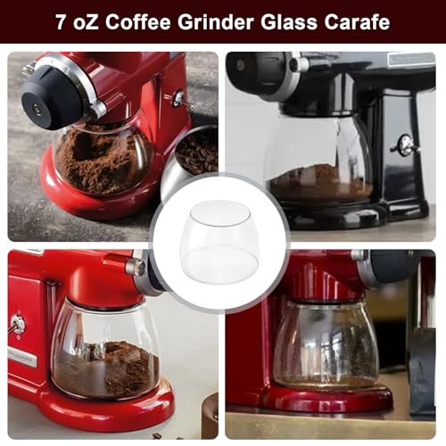7 OZ Burr Coffee Grinder Glass Jar Carafe Compatible with KitchenAid Burr Grinder KPCGRND Replaces 4176728- Coffee Grinder Carafe Maker KCG0702/KCG8433/KCG0702OB/KPCG100PMO/KCG0702CU/KCG844OB