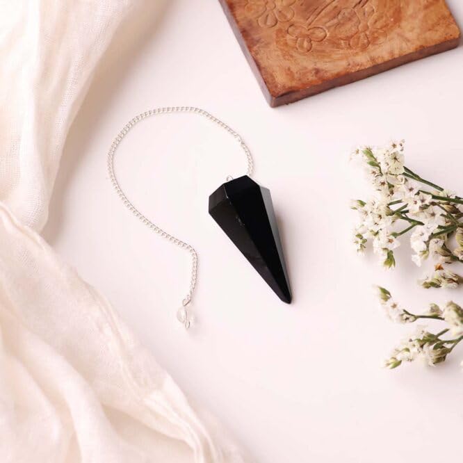 Image of Black Obsidian Point Pendulum | Natural Gemstone Dowsing & Divination Tool for Reiki, Chakra Balancing, Meditation, Energy Healing & Spiritual Guidance 1 pc