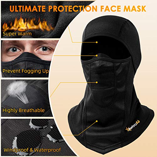 Astroai Ski Mask Windproof Balaclava For Cold Weather, Winter Face Mask Breathable Stretchable For Skiing, Snowboarding & Motorcycle Riding, Full Protection Black Mask For Men/Women Black #TOP2