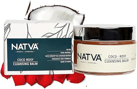 NATVA Makeup Remover Cleansing Balm | With Rosehip Oil & Mango Butter | Removes Excess Oil, Dirt & Clear Pores | 40gm | 100% Natural