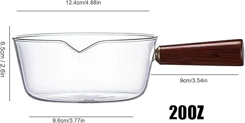 Miniatura 2 de Cacerola de vidrio transparente, resistente al calor, mini olla a fuego lento con mango de madera, juego de utensilios de cocina de vidrio para