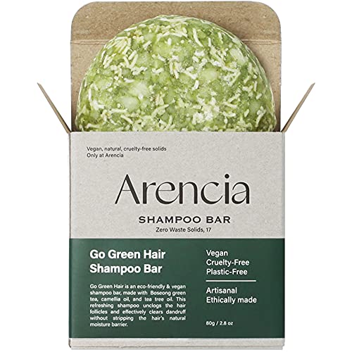 Arencia Go Green Tea Tree Shampoo Bar For Dandruff, Itchy Scalp, Normal To Oily Hair – Refreshing Anti-Dandruff, Vegan, Plant Based, Ph Balanced, Sulfate Free, Eco Friendly, 100% Biodegradable Packaging #TOP7
