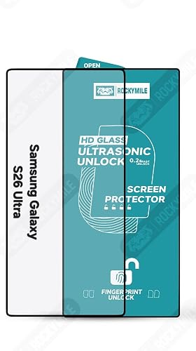 HD Tempered Glass Screen Protector for Samsung Galaxy S26 Ultra, Ultrasonic Fit, 0.18mm Ultra-Thin, Fingerprint Unlock, Glossy Finish
