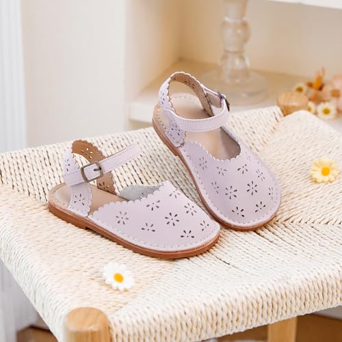Image of Kolan Toddler Girl Sandals Open Toe Flat Princess Dress Shoes Little Kids