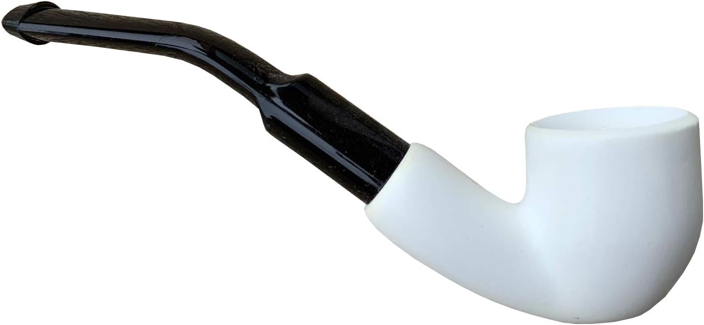 Mini Full Bent White Smooth Hand Carved Turkish Meerschaum Pipe