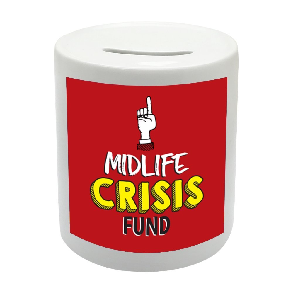 Coralgraph Inc Bs063 Midlife Crisis Fund Novelty Gift Printed Ceramic Piggy Bank Money Saving Box