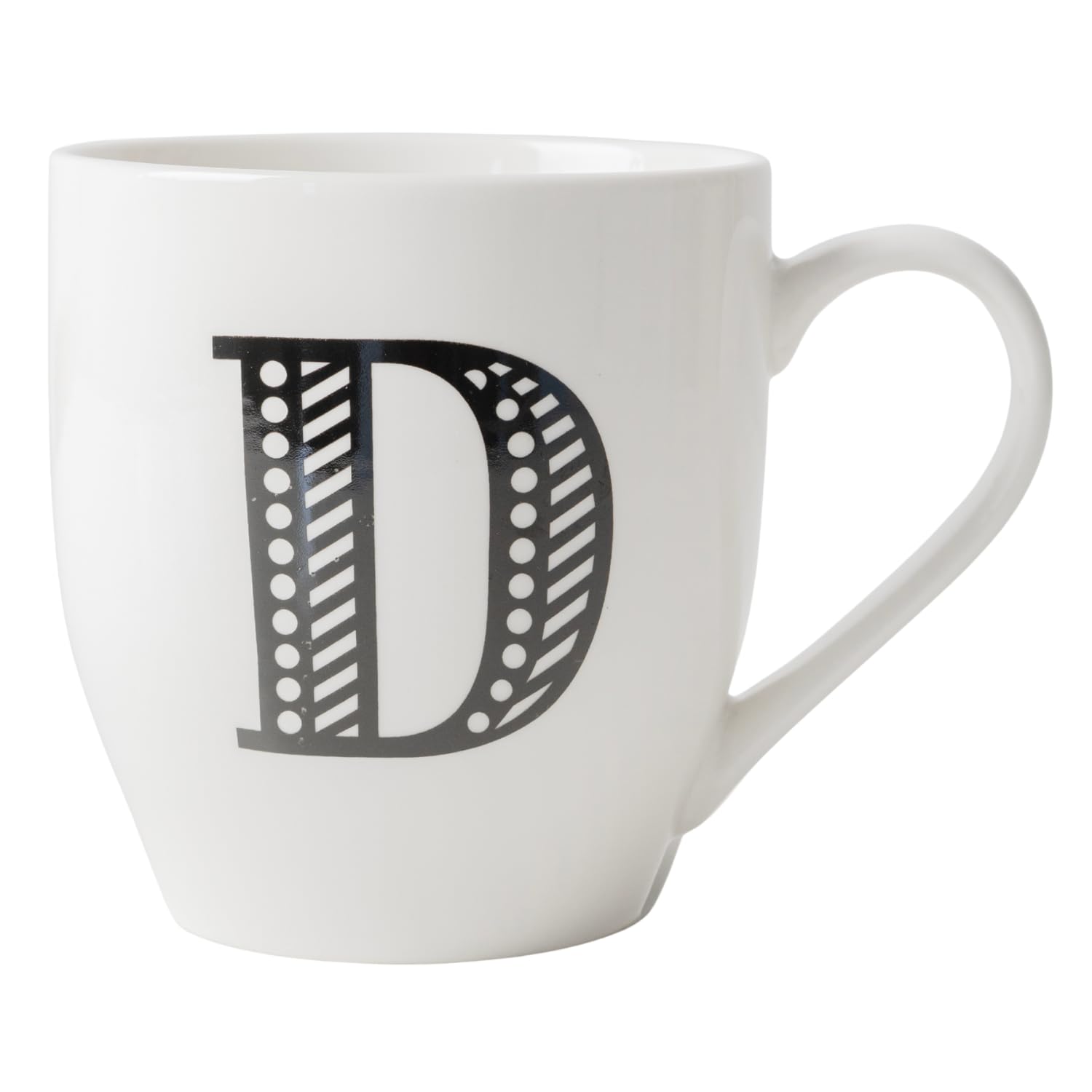 FabFinds Hugga Mug with Initials Classic Black and White Ceramic Large Gift Coffee Cups (H11cm X W11cm) (Approx.) (D) — image 1