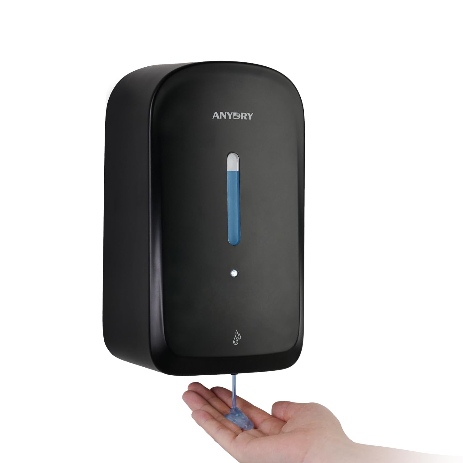 anydry Distributeur Automatique de Savon Liquide Professionnel de 1000 ML, à Montage Mural, sans Contact, pour Toilettes à Fort trafic, Bureaux, hôpitaux, modèle 1220S Noir