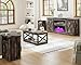 AMERLIFE 5-Piece Farmhouse Table Set Includes Fireplace TV Stand, Coffee Table& Two End Tables with Charging Station and USB Ports, for Living Room, Dark Oak, 63