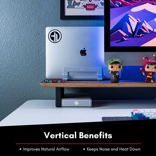Macally Vertical Laptop Stand for Desk - Adjustable Laptop Holder for Universal Compatibility - Saves Space & Improves Device Airflow - Use as MacBook Stand or Laptop Dock - Weighted Steel Frame