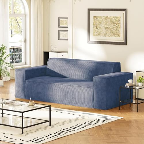 Swbvs Sofa-in-a-Box, Memory Foam 2 Seater Sofa Couch, No Installation & Easy to Move, Modern Living Room Sofa Couch with Corduroy Fabric,Small Love Seat Sofa for Bedroom Apartment Home Office,Grey