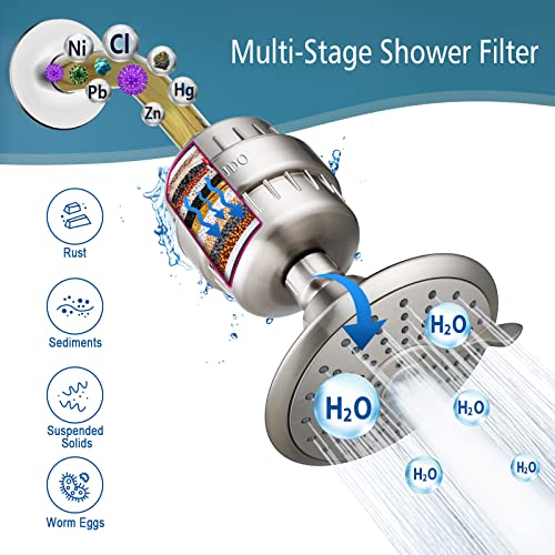 Jdo Shower Filter For Hard Water - 18 Stages High Output Shower Head Water Softener To Remove Chlorine Fluoride Heavy Metals (Brushed Nickel) #TOP1