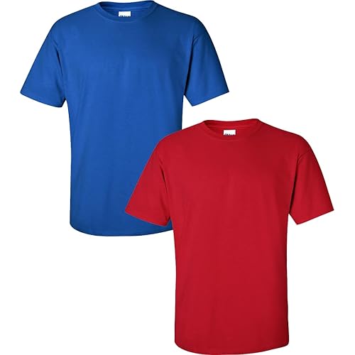 Gildan Men's Ultra Cotton T-Shirt, Style G2000, 2-Pack LRG-Royal+CherryRed