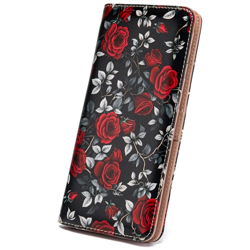 Image of Ultra Slim Thin Leather Women Wallet Rfid Blocking Credit Card Holder Bifold Clutch (Roses)