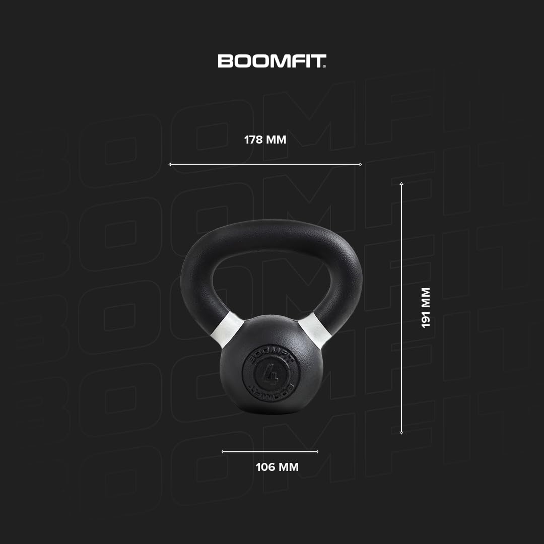 BOOMFIT Kettlebell Hierro Fundido 4-24 kg | Pesa Rusa Fuerza y Cardio