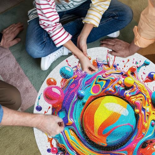Bgraamiens Paint Splashes - Rompecabezas imposible colorido degradado de 1000 piezas para adultos, desafío difícil miniatura 4