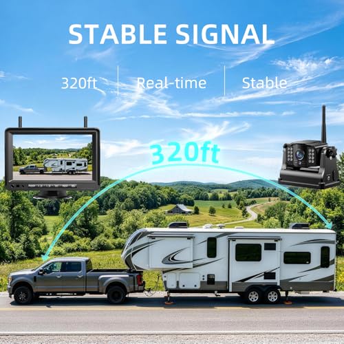 Image of eRapta Dual Magnetic Wireless Backup Cameras - HD1080P 7 inch DVR Monitor, Stable Signal for RV /Trailer /Truck /Tractor /Camper /Hitch /Travel, 1-Min Install-Free, Clear Night Vision Back Up Camera (ACT702)