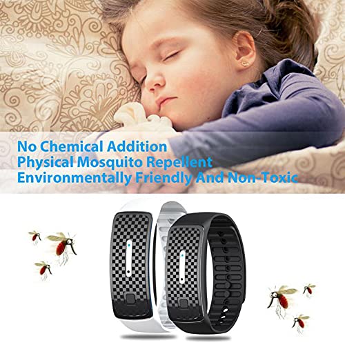 Ultraschall Mückenschutz Armband, Wasserdichtes Anti-Mücken-Band, Ultraschall-Mückenschutz-Armbänder Anti-Mücken-Band für Kinder Erwachsene Wiederverwendbar, Weiß