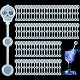 Potchen 100 Pcs Halloween Dry Ice Swizzle Sticks, Skull Shape Plastic Stir Sticks Glow in the Dark Cocktail Beverage Drink Stirrers for Smokey Drinks Coffee Mix Home Bar Party Decoration