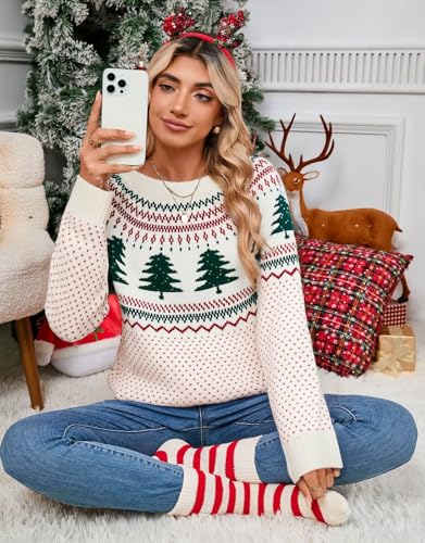 Image of Women's Vintage Fair Isle Pullover Sweater Lightweight Knit Tops
