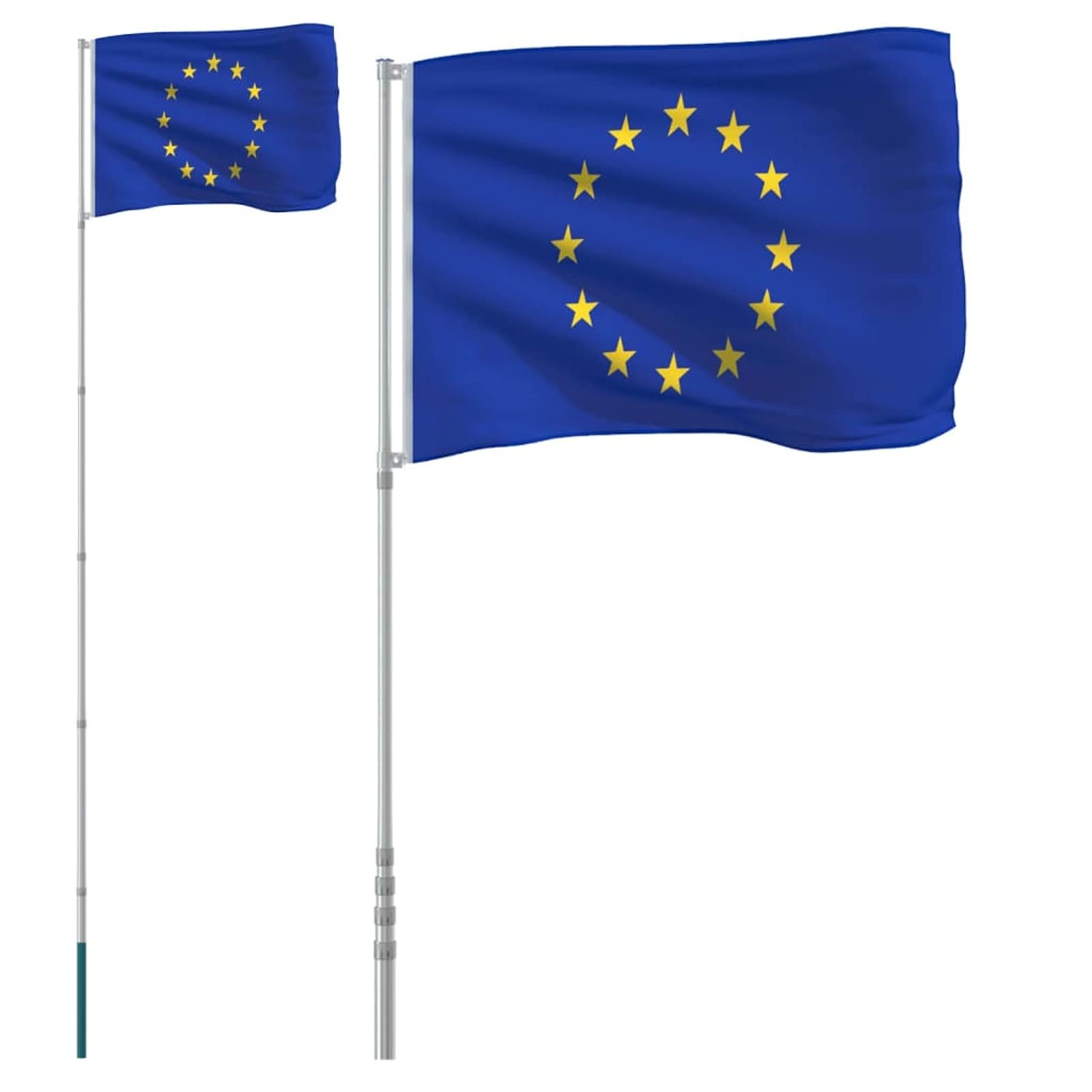 Mástil y bandera de Europa aluminio 5,55 m, LAPOOH Mastil Bandera Exterior, Asta De Bandera