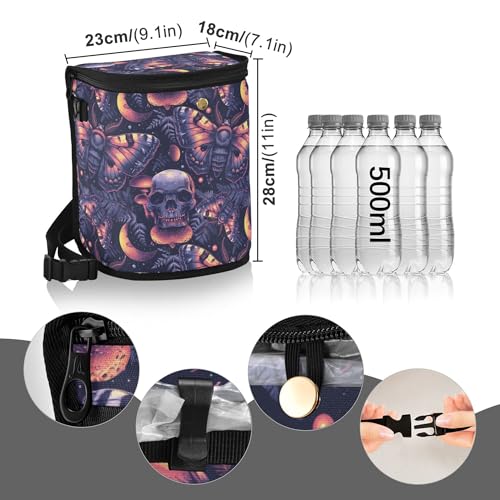 Image of MNSRUU Car Trash Can with Lid, Gothic Skull Butterfly Car Trash Bag Hanging Organizers and Storage for Front Back Seat, Leak-Proof Trash Bin