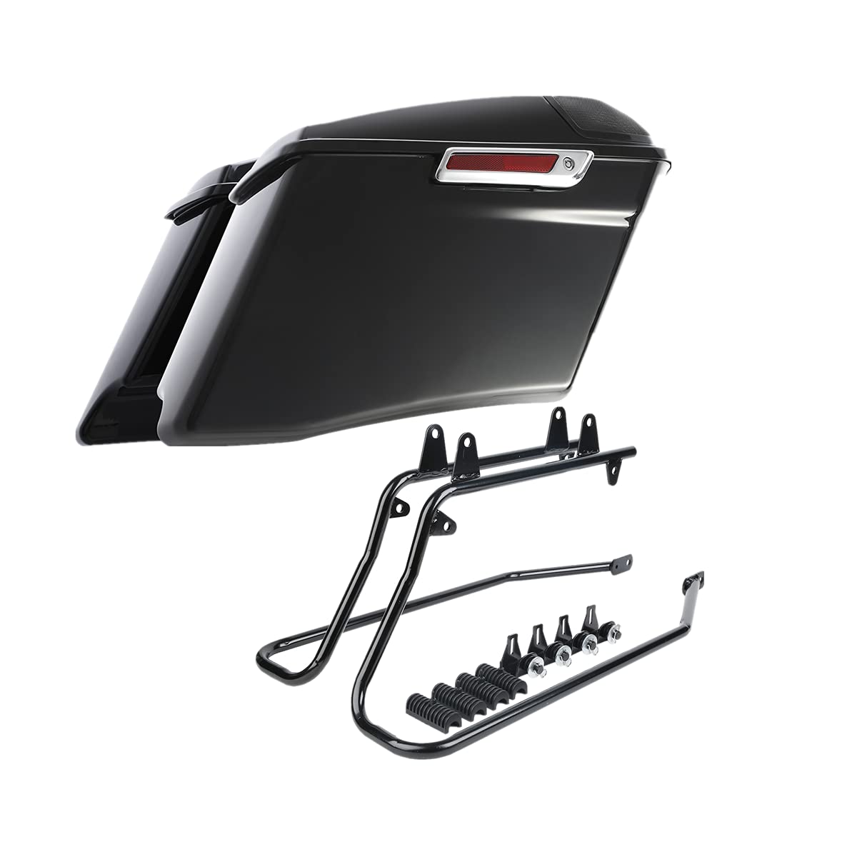 TCMT 4" Stretched Extended Saddlebags 5x7" Speakers Lids Conversion Bracket Kit Fit For Harley Heritage Softail Fatboy FLSTF Breakout 1984-2017