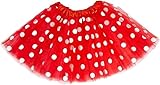 OKLSLA Disfraz de carnaval para mujer, falda roja de tul con lunares blancos, orejas, guantes, corbatas, para carnaval, Halloween, temática, cosplay