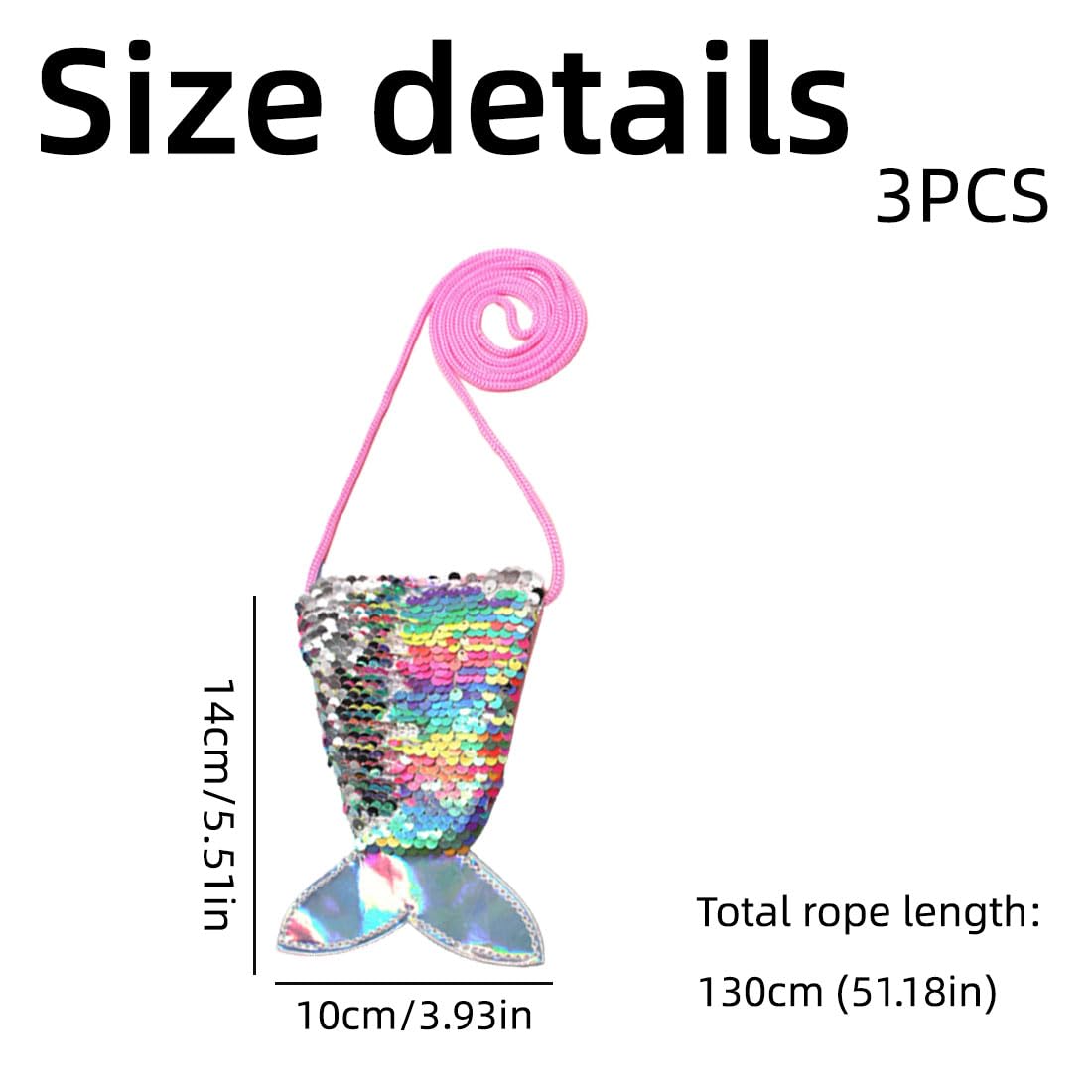 10 Portamonete A Forma Di Sirena Con Paillettes Reversibili – Borse Glitter Per Bambine – Regalo Compleanno Multicolore