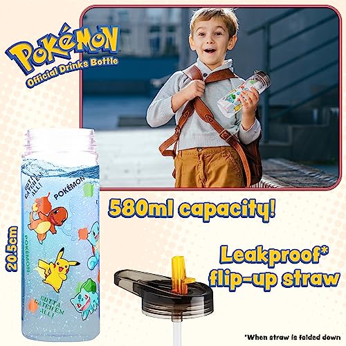 Pokemon Water Bottle with Straw for Kids Tweens Pikachu 580ml Leak Proof BPA Free Plastic Drink Bottle for Travel Sports School Supplies Anime Gifts - Image 3