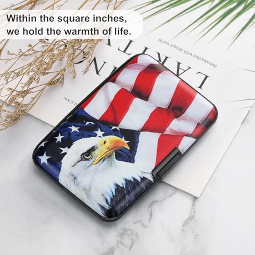 Image of ELFISH Mini RFID Aluminum Wallet Credit Cards Holder Business Card Case Metal ID Case for Men Women(Flag2