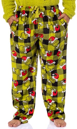 Dr. Seuss GRINCH Santa Plaid Plush Fleece Pajama Sleep Set3